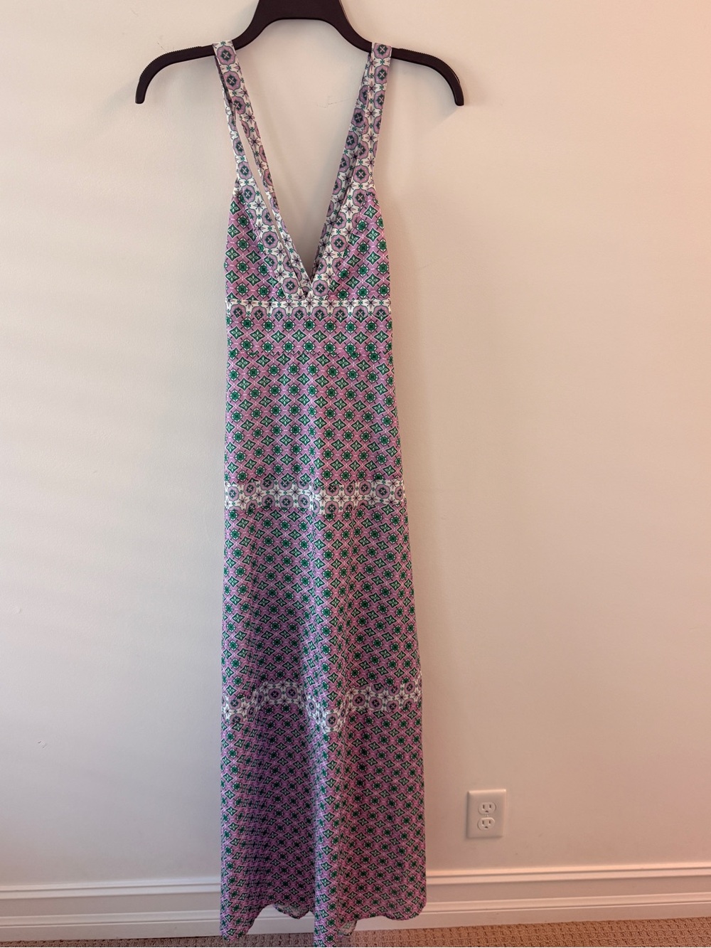 MINKPINK Blue and White Halter Midi Dress with Small Floral Print - Picture 2 of 2